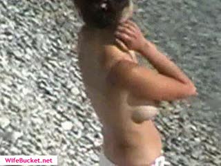 Voyeur video of wife sucking cock at the beach